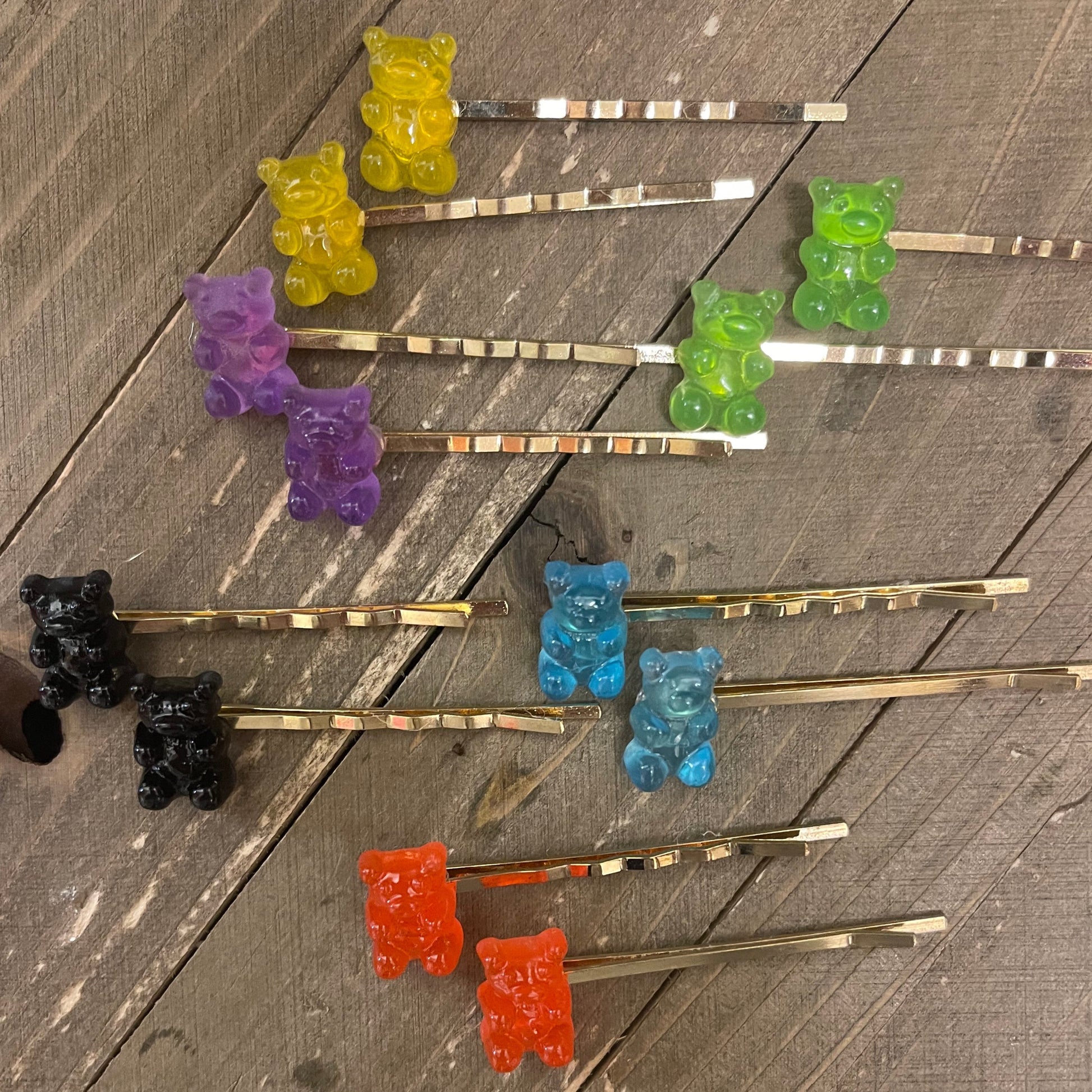Gummy Bear Hair clips-- a pair--6 colors to choosePink tiful of LOVE