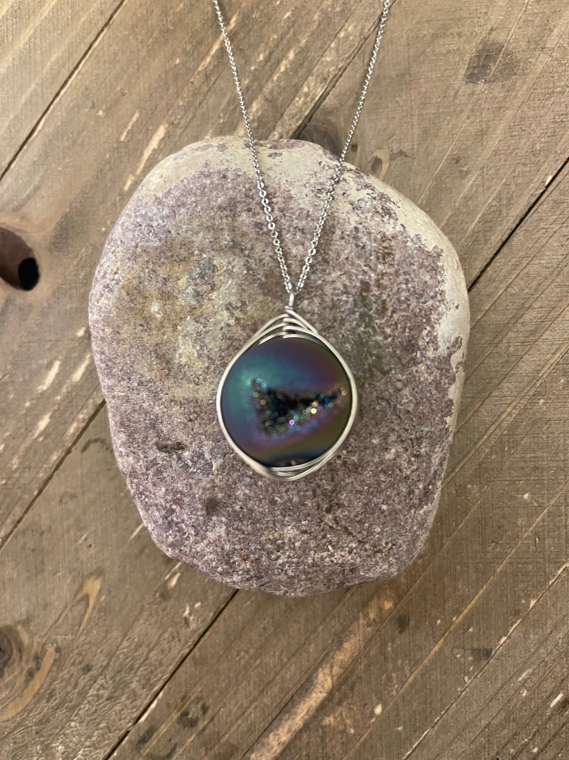 Agate Sphere Pendant on a Silver chain NecklacePink tiful of LOVE