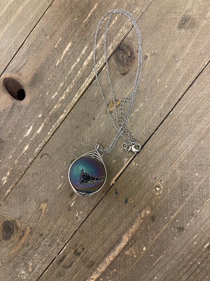 Agate Sphere Pendant on a Silver chain Necklace