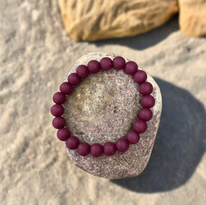 Red Wine Silicon Rubber Beaded Elastic/Stretch Bracelet