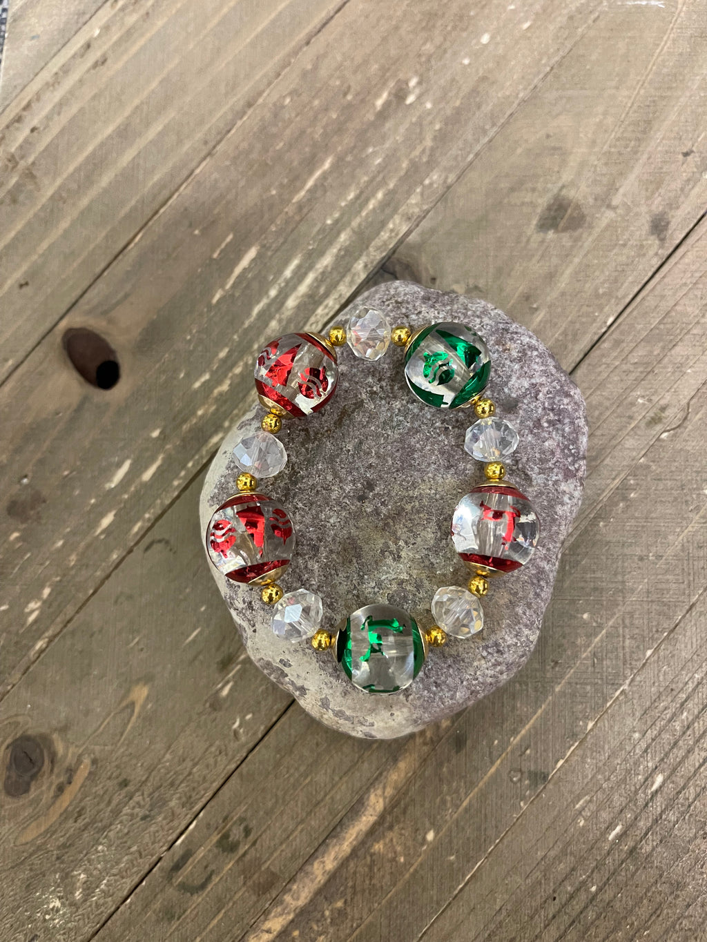 Christmas Beaded Elastic/Stretch Bracelet