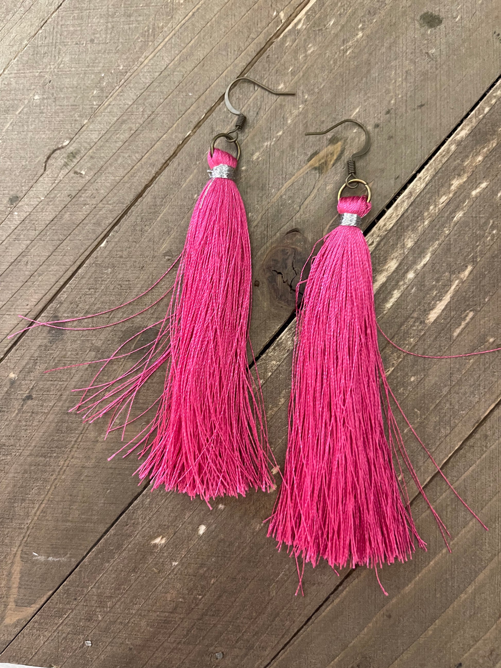 Pink Tassel Wire EarringPink tiful of LOVE