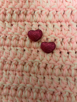 Glitter Heart Post Earrings (6 Colors)