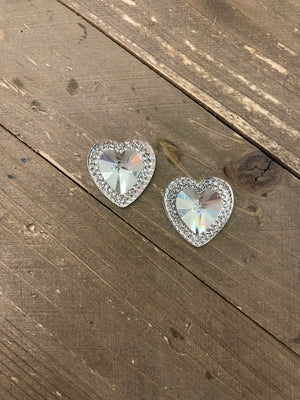 Gem-cut Heart Rhinestone Stud Earrings