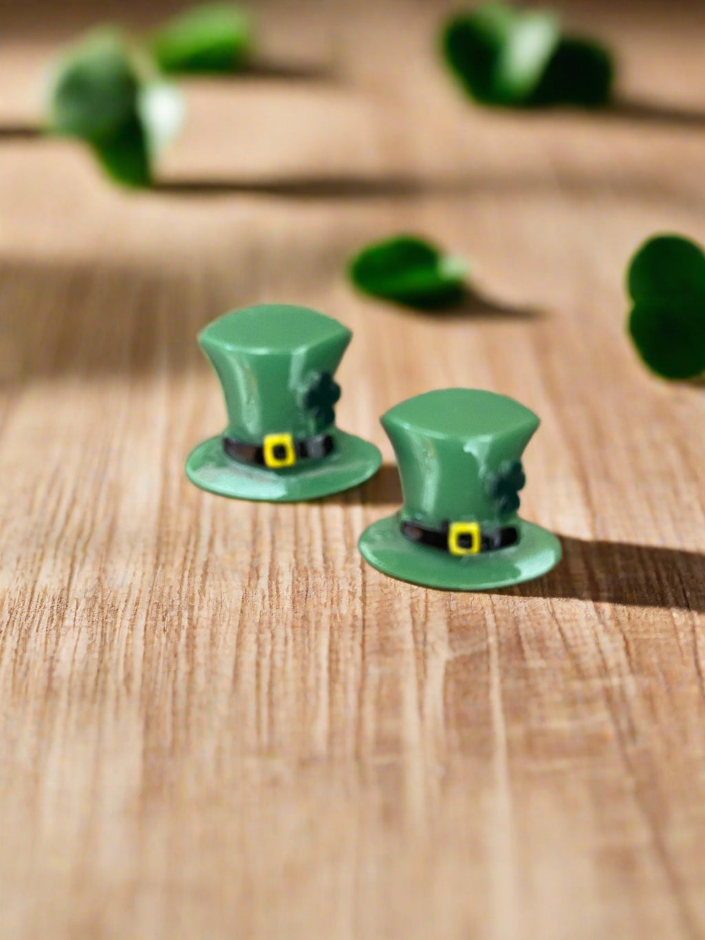 Shamrock Green Hat Stud Earrings