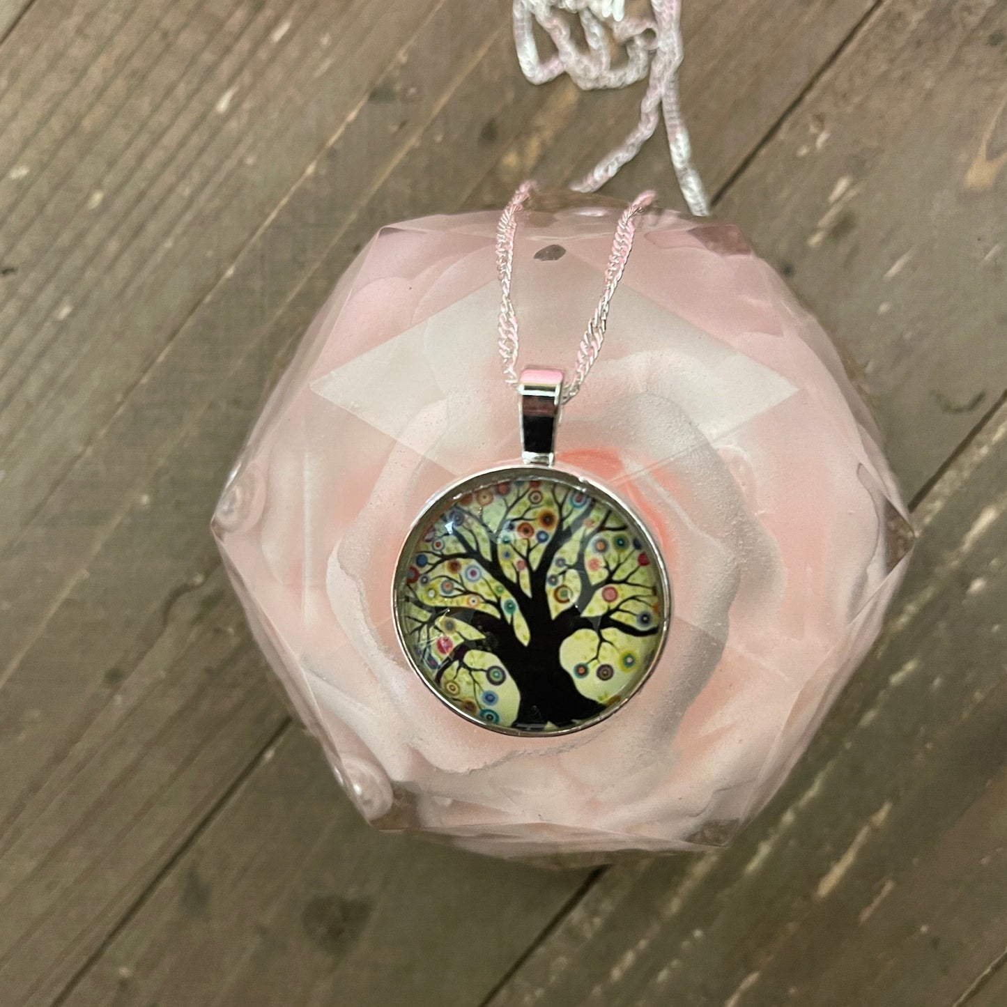 Tree of Life Pendant; Symbolizing growth and wisdom; Pendant on a Silver ChainPink tiful of LOVE