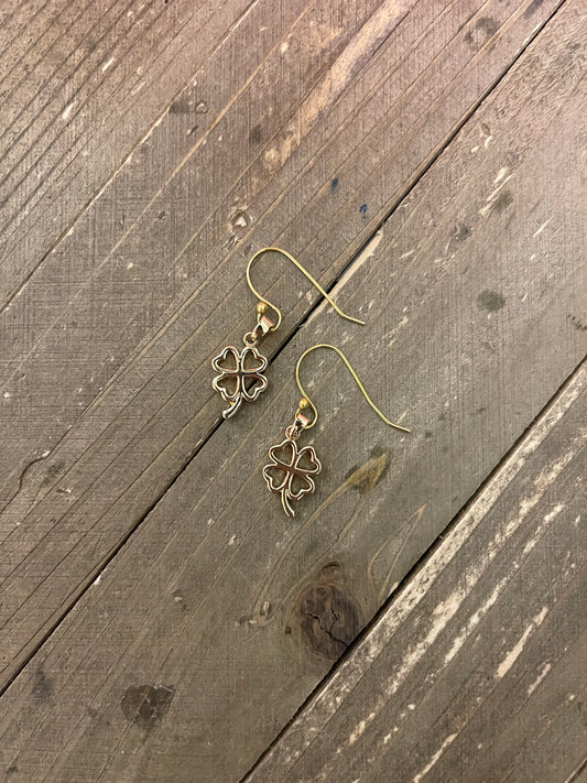 Happy St. Patrick's Day Gold Shamrock wire earringsPink tiful of LOVE