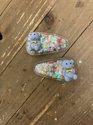 Bear-Confetti snap Hair clips (a pair)