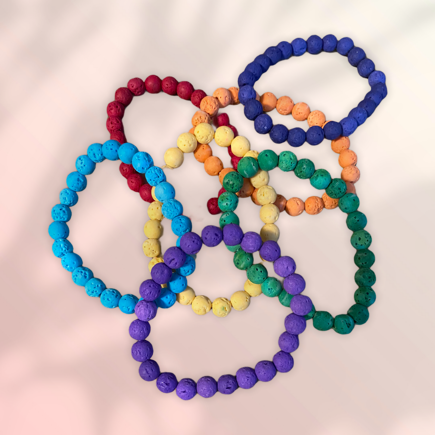 Rainbow Lava Beaded Elastic/Stretch Bracelets (7 colors)