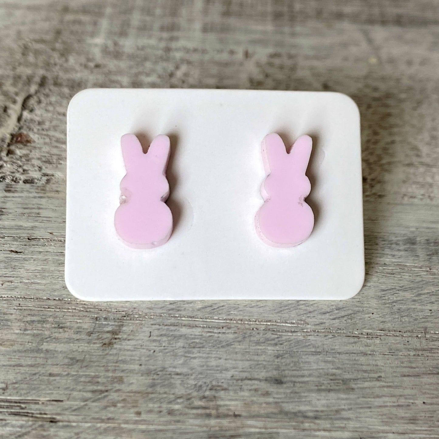 Pastel Pink Fluffy Bunny Stud Earrings