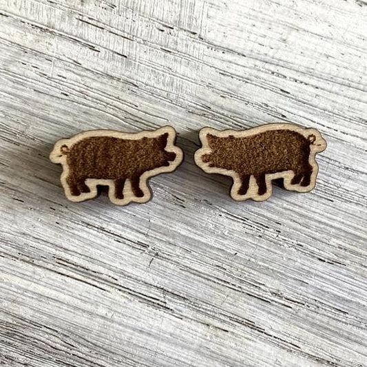 Laser Engraved Maple Wood Pig StudsPink tiful of LOVE