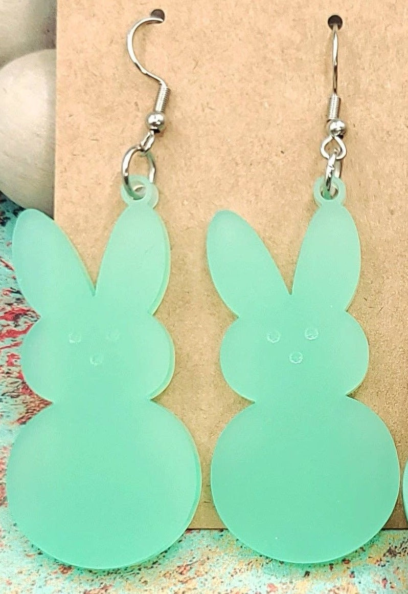 Frosted Mint Bunny Earrings