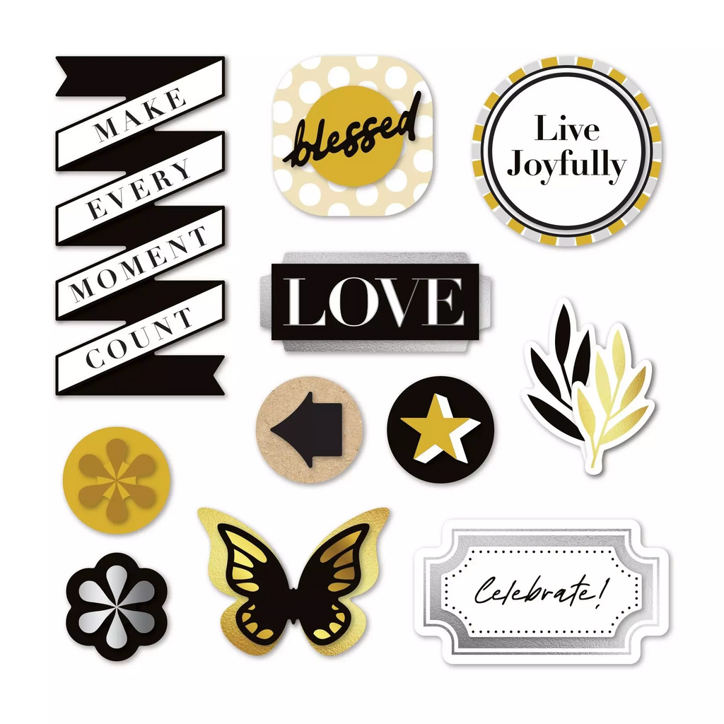 Creative Memories Silver & Gold Foiled & Layered Embellishments