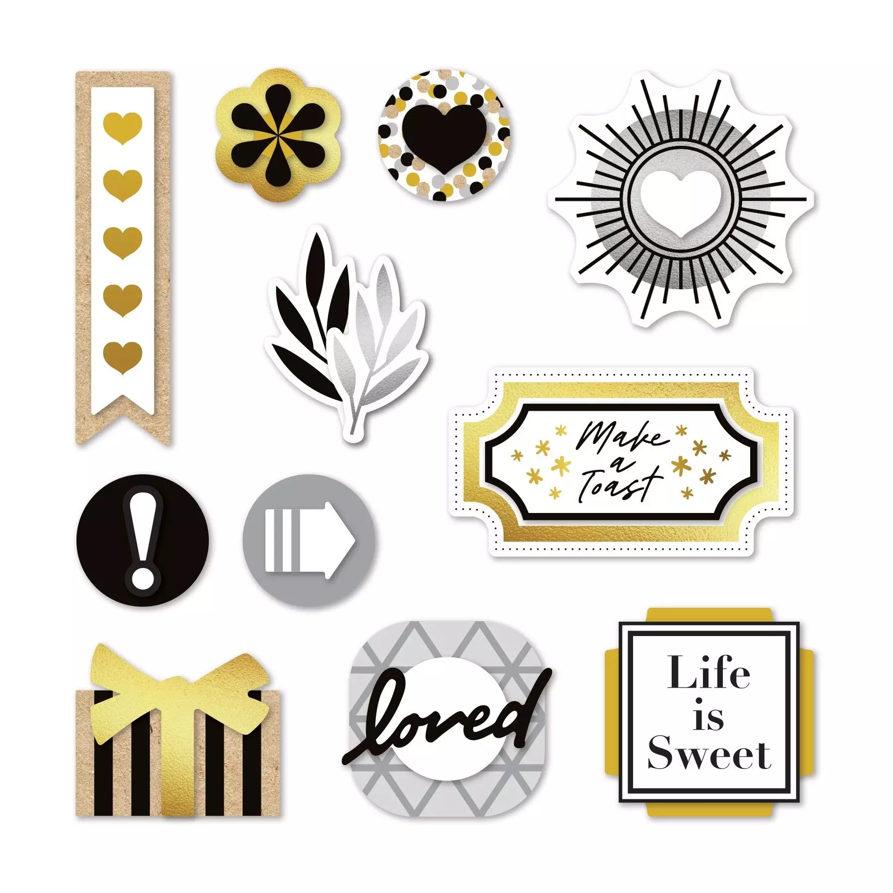 Creative Memories Silver &amp; Gold Foiled &amp; Layered EmbellishmentsPink tiful of LOVE