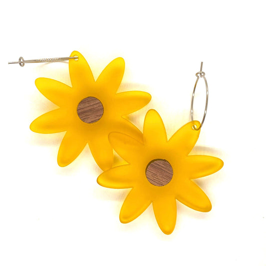 Acrylic SunFlower Hoop EarringsPink tiful of LOVE