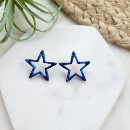 Star (Blue) Spangled Stud Earrings