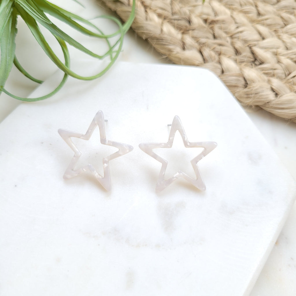 Star (White) Spangled Stud Earrings