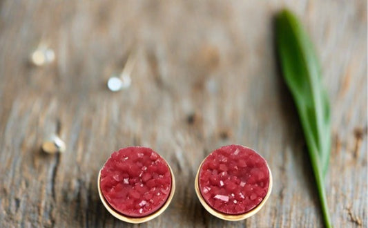 Cranberry Druzy Stud EarringsPink tiful of LOVE